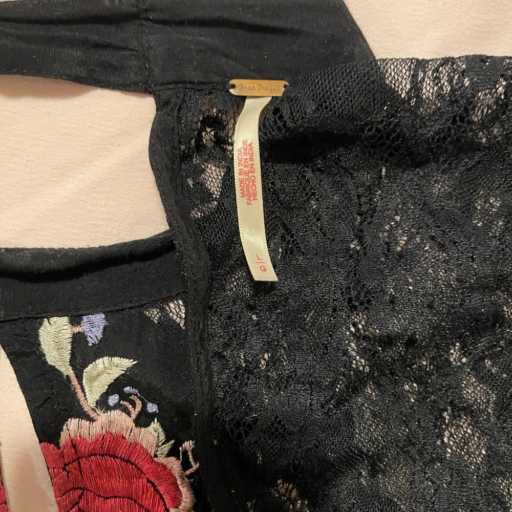Sold!! Free People Black Lace Top with Floral Embroidery - Picture 12 of 12
